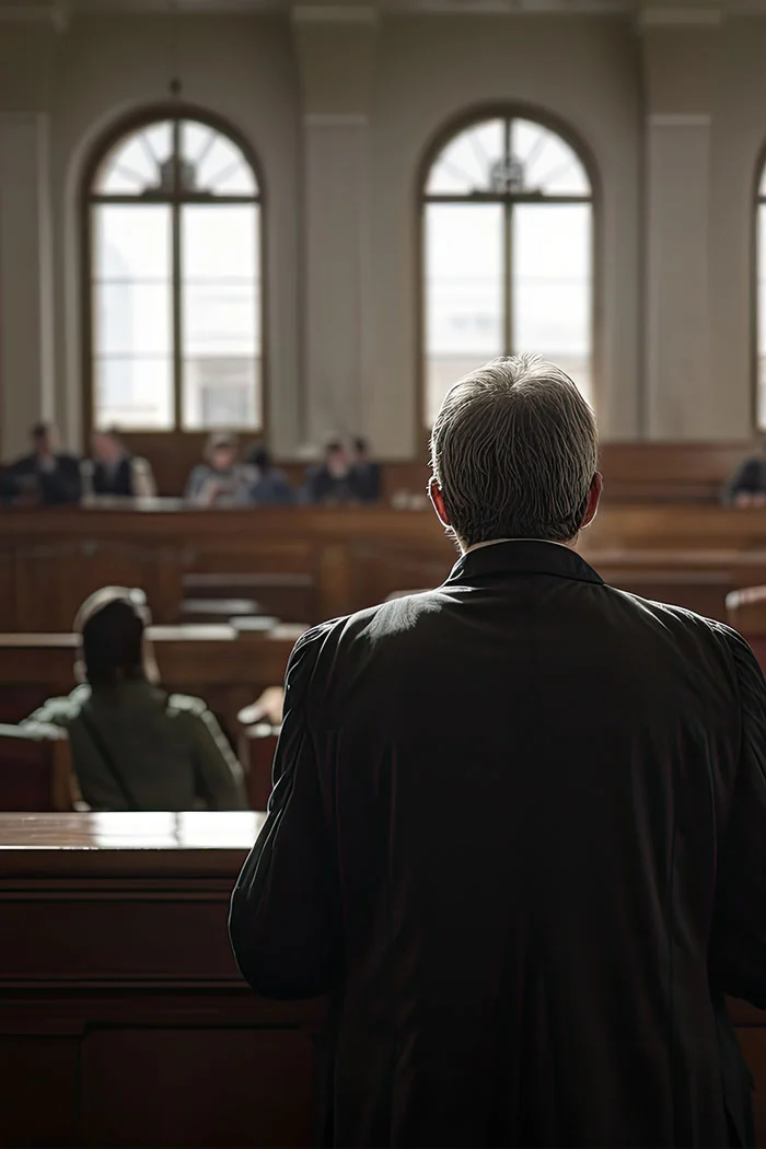 Inside a courtroom